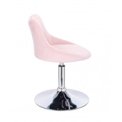 Beauty salons and beauticians stool with a stable round base HR1054N, light pink velor 2