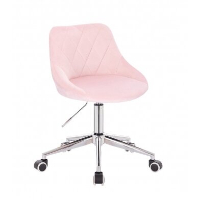 Beauty salons stool with wheels HR1054K, light pink velour