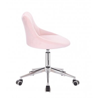 Beauty salons stool with wheels HR1054K, light pink velour 1