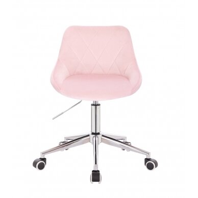 Beauty salons stool with wheels HR1054K, light pink velour 2