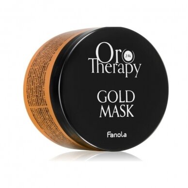 FANOLA ORO THERAPY plaukus regeneruojanti ir spindesį suteikianti kaukė plaukams su vitaminais D, E ir beta karotinu GOLD MASK 5