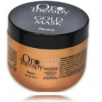 FANOLA ORO THERAPY plaukus regeneruojanti ir spindesį suteikianti kaukė plaukams su vitaminais D, E ir beta karotinu GOLD MASK 4