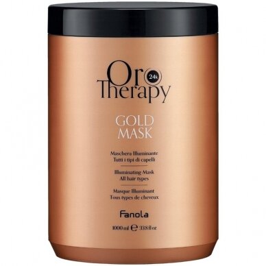 FANOLA ORO THERAPY plaukus regeneruojanti ir spindesį suteikianti kaukė plaukams su vitaminais D, E ir beta karotinu GOLD MASK 3