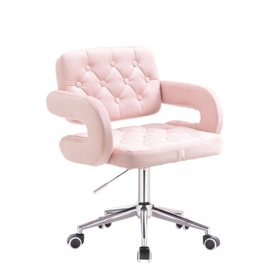 Professional beauty salon chair with wheels HR8403K pink velor