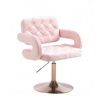 Professional beauty salon chair with stable base HR8403 pink velor