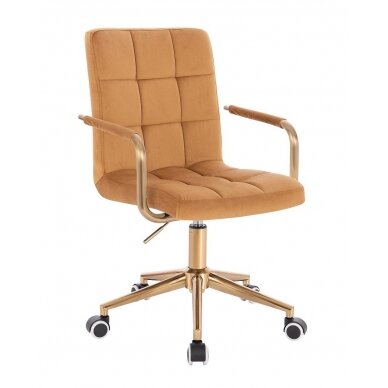 Professional beauty salons and beauticians stool HC1015KP, honey colour velour