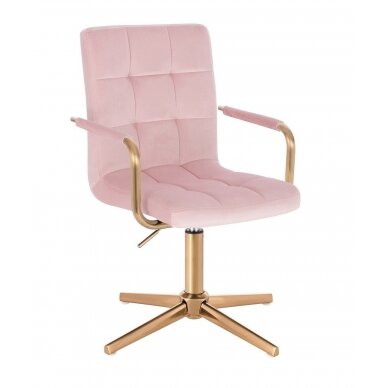 Beauty salons and beauticians stool HC1015PCROSS, pink velor