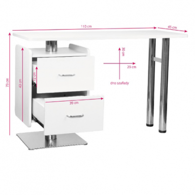 Professional manicure table for beauty salon MOD 6543, white 1