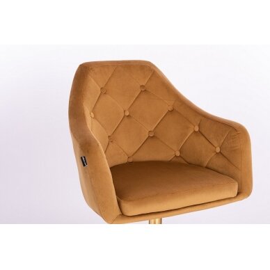 Grožio salono kėdė stabiliu pagrindu arba su ratukais HR831CROSS, rudas aksomas 1