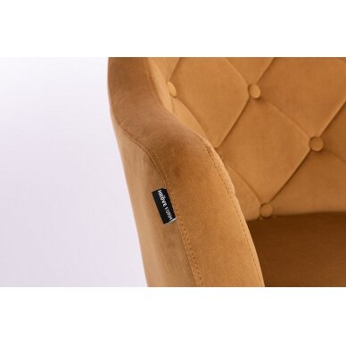 Grožio salono kėdė stabiliu pagrindu arba su ratukais HR831CROSS, rudas aksomas 2