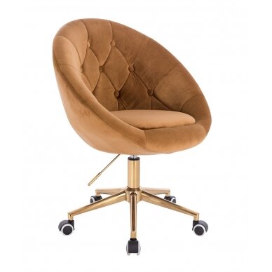 Master&#39;s chair for beauty salons and beauticians HR8516K, honey-colored velor