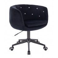 Beauty salon chair with wheels HR333CCROSS, black velvet