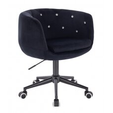 Beauty salon chair with wheels HR333CCROSS, black velvet