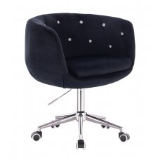 Beauty salon chair with wheels HR333CCROSS, black velvet