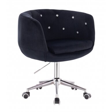 Beauty salon chair with wheels HR333CCROSS, black velvet