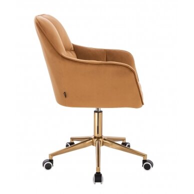 Beauty salon chair with stable base or with wheels HR550K, brown velvet 2