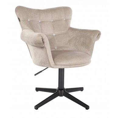 Beauty salon chair with stable base HR804CCROSS, cream velvet