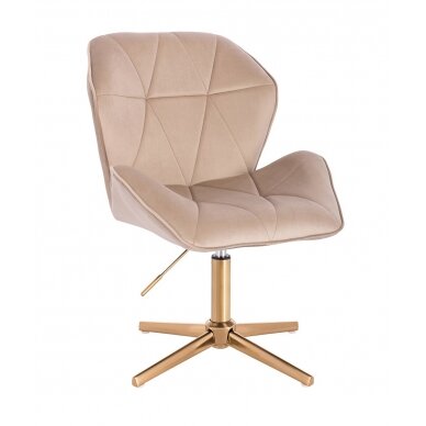 Beauty salon chair with stable base HR212CROSS, cream velvet