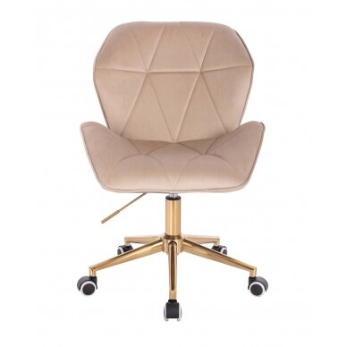 Beauty salon chair with wheels HR212K, cream velvet 1