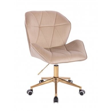 Beauty salon chair with wheels HR212K, cream velvet