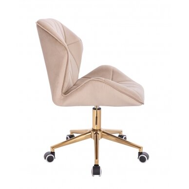 Beauty salon chair with wheels HR212K, cream velvet 2