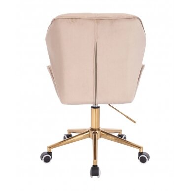 Beauty salon chair with wheels HR212K, cream velvet 3