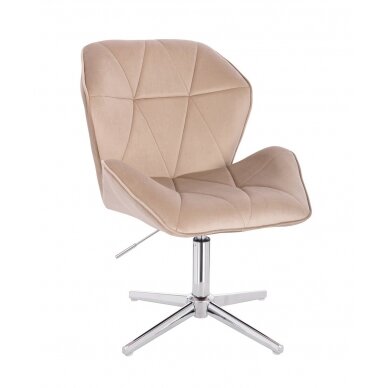 Beauty salon chair with stable base HR212CROSS, cream velvet