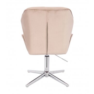 Beauty salon chair with stable base HR212CROSS, cream velvet 3