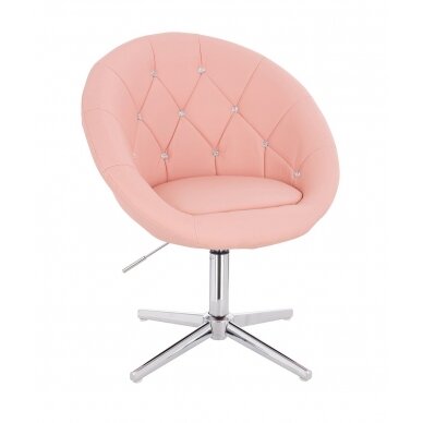 Beauty salon chair with stable base HC8516CCROSS, pink organic leather