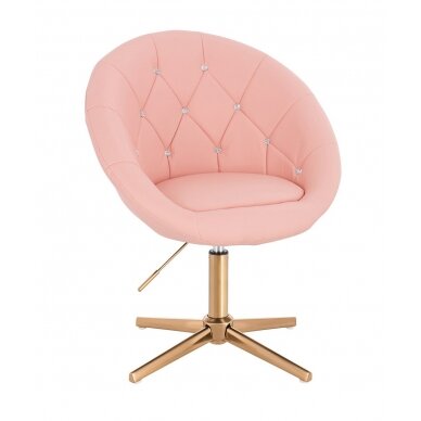 Beauty salon chair with stable base HC8516CCROSS, pink organic leather