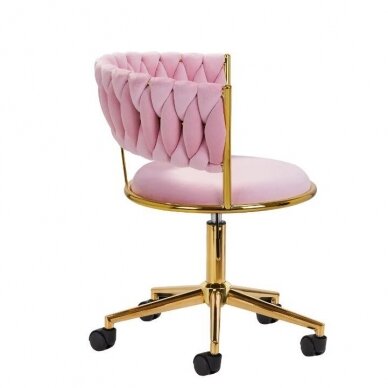 4Rico beauty salon chair with wheels QS-GW01G, pink velvet 3