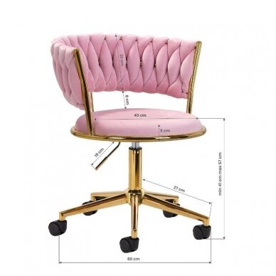 4Rico beauty salon chair with wheels QS-GW01G, pink velvet 7