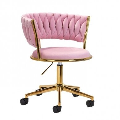 4Rico beauty salon chair with wheels QS-GW01G, pink velvet