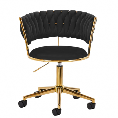 4Rico grožio salono kėdė su ratukais QS-GW01G, juodas aksomas 1
