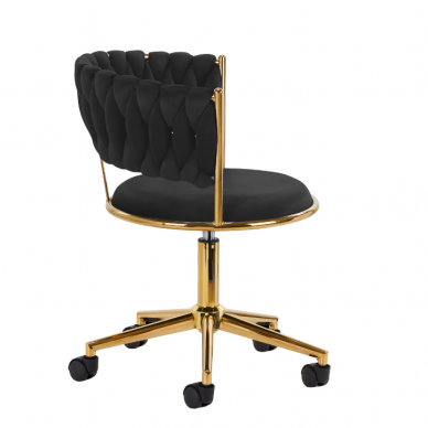 4Rico grožio salono kėdė su ratukais QS-GW01G, juodas aksomas 2