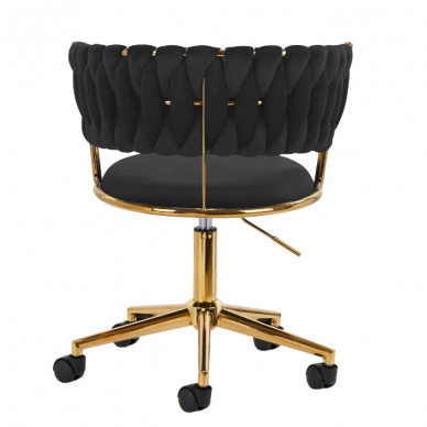 4Rico grožio salono kėdė su ratukais QS-GW01G, juodas aksomas 3