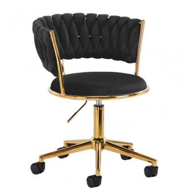 4Rico grožio salono kėdė su ratukais QS-GW01G, juodas aksomas