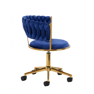 4Rico grožio salono kėdė su ratukais QS-GW01G, mėlynas aksomas 2