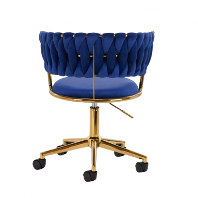 4Rico grožio salono kėdė su ratukais QS-GW01G, mėlynas aksomas 3