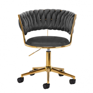4Rico grožio salono kėdė su ratukais QS-GW01G, pilkas aksomas 1
