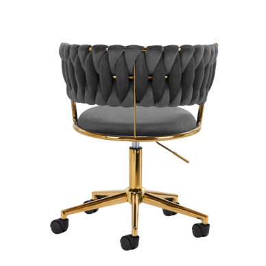 4Rico grožio salono kėdė su ratukais QS-GW01G, pilkas aksomas 3