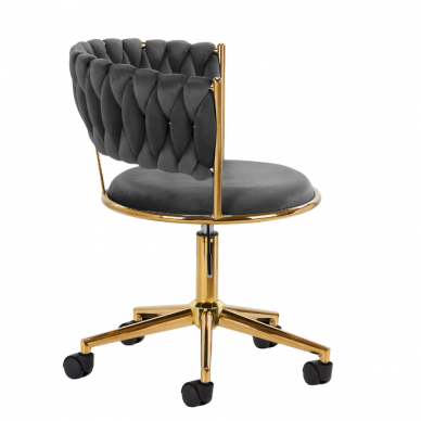 4Rico grožio salono kėdė su ratukais QS-GW01G, pilkas aksomas 2