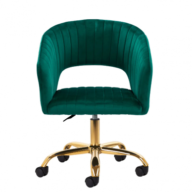 4Rico grožio salono kėdė su ratukais QS-OF212G, žalias aksomas 1