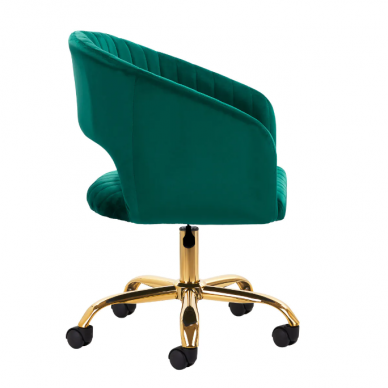4Rico grožio salono kėdė su ratukais QS-OF212G, žalias aksomas 2