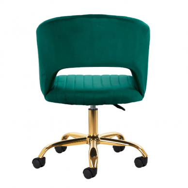 4Rico grožio salono kėdė su ratukais QS-OF212G, žalias aksomas 3
