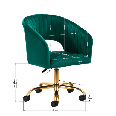 4Rico grožio salono kėdė su ratukais QS-OF212G, žalias aksomas 6