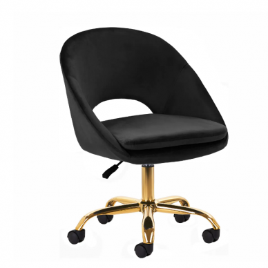 4Rico grožio salono kėdė su ratukais QS-MF18G, juodas aksomas