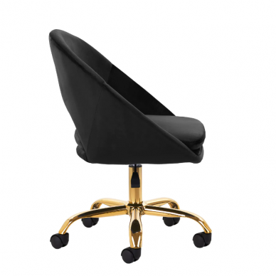 4Rico grožio salono kėdė su ratukais QS-MF18G, juodas aksomas 2