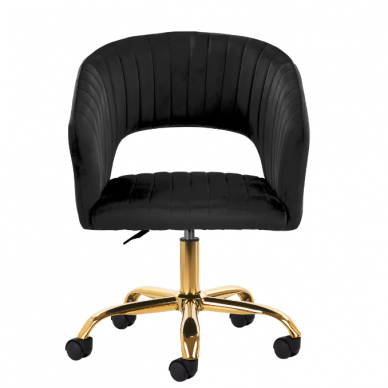 4Rico grožio salono kėdė su ratukais QS-OF212G, juodas aksomas 1