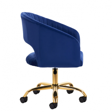 4Rico grožio salono kėdė su ratukais QS-OF212G, mėlynas aksomas 2